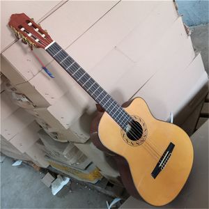 Solid top geel lichaam akoestische gitaar met gouden tuners, palissander toets, kan worden aangepast