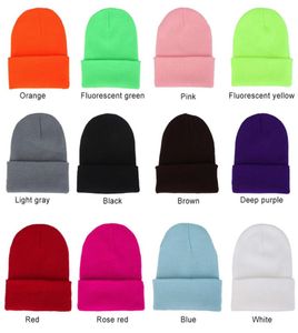 Solide Unisexe Befoned Automne Mélange de laine d'hiver Soft Treat Cap tricoté Men Femmes Femmes Skull Cap chapeaux Gorro Ski Caps 13 Colors Bons6349778