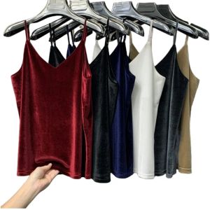 Effen Velours Camis Vest Vrouwen Tank Vrouwelijke 2023 Zomer Sexy Band Basic Tops Slanke Mouwloze Hemdje