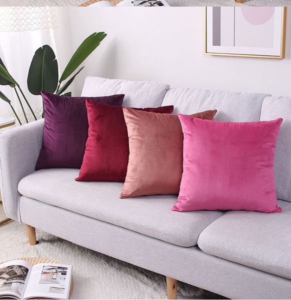 Taie d'oreiller en velours massif, housse de coussin minimaliste pour décoration de canapé de maison