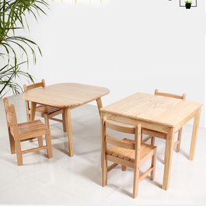 Table des enfants en bois massif bureau pour étudier la table minimaliste pour les enfants qui écrivent la peinture et la table carrée