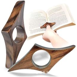 Massief hout Creatieve leesdrukpagina Houten ring Gereedschap met één hand Boekgesp 7772