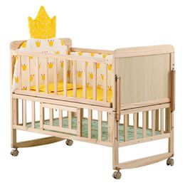 Massief hout Milieuvriendelijk Lak Arc Babybed Pasgeboren Bb Cradle Spliceable Variabel Bureau