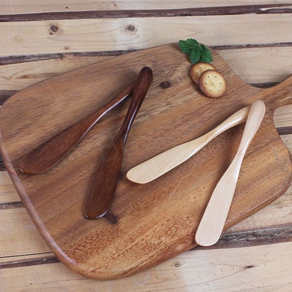 Mermelada de madera maciza Cuchillo de mantequilla Comedor Pastel Postre Pan Cuchillos Cocina Vajilla de madera Máscara de belleza Rascador de barro Suministros BH6083 WLY