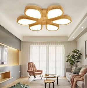 Solid Wood LED plafondverlichting voor de woonkamer slaapkamer studeerkamer 110v 220V Opbouwplafondlamp Myy