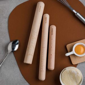 Solid Wood Rolling Pin Natural Wood Cooking Tool Fondant Cake Decoratie Rollers Dough Roller Huishoudelijke Bakken Tool Accessoires 211008