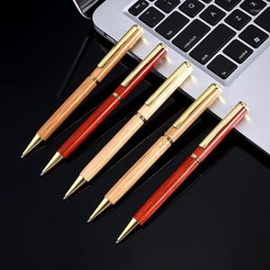 Solid Wood Signature Pen Creative Bamboo Rotary Ballpoint Ebony Gift Business Retro