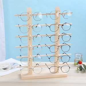 Estante de exhibición de gafas de sol de madera maciza estante de almacenamiento de tienda óptica accesorios decorativos vitrinas de gafas de sol de pino