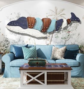 Décoration de baleine en bois massif maison objets décoratifs salon décoration murale fond créatif chambre tenture art pendentif