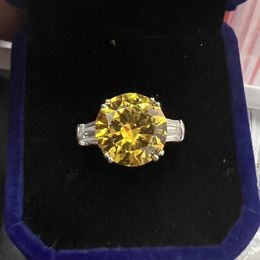 Solitaire 12 mm lab topaz diamanten ring 100% reëel 925 sterling zilveren feest trouwringen voor dames bruids engagement sieraden