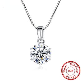 Solitaire 1CT D kleur moissaniet diamanten ketting 100% 925 sterling zilveren feest bruiloft hangers kettingen voor vrouwen sieraden