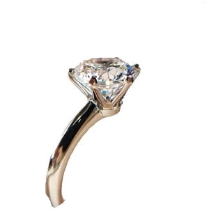 Solitaire 1ct Lab Diamond Ring 100% Echte Sterling Sier Sieraden Engagement Wedding Band Ringen voor Vrouwen Bruidsfeest Cadeau