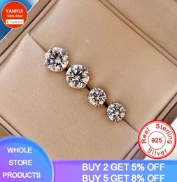 Solitaire 2 CT Lab Diamond Stud Earring met cericaat 925 zilveren jubileum huwelijksoorbellen voor vrouwen mannen feestjuwelen2449746