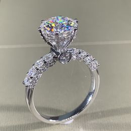 Bague Solitaire en argent Sterling 925 en diamant de laboratoire, 9mm, pour fête de mariage, pour femmes et hommes, bijoux de fiançailles, cadeau