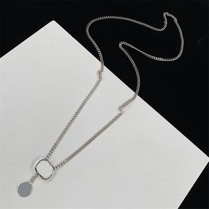 Collares con colgante de combinación de círculo solitario para mujer, collares colgantes de disco de plata, joyería de cuello ajustable más grande para mujer