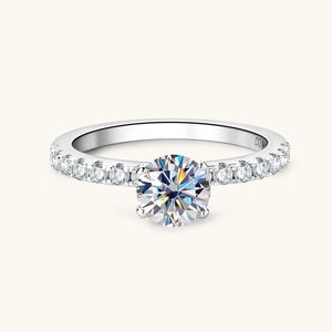 Solitaire Sieraden 100% Soild 925 Sterling Zilveren ring 1ct Sona zirkoon Stone Engagement Wedding Band Ring voor vrouwen Verjaardagscadeau