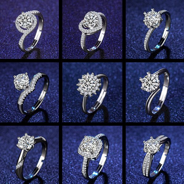 Solitaire Ladies Ring Imitation de mode coréenne Moisanite White Gold plaqué Cubic Zircon Anals de mariage pour la vente de mariage