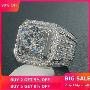 Solitaire man 4ct Sona Diamond Ring 925 Sterling Silver Sieraden Betrokkenheid trouwringen voor mannen Luxury party accessoire C0921583196