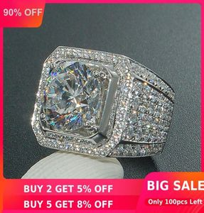 Solitaire man 4ct Sona Diamond Ring 925 Sterling Silver Sieraden Betrokkenheid trouwringen voor mannen Luxury party accessoire C0921302108