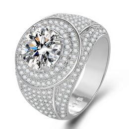 Bague Solitaire en diamant Moissanite pour hommes, bijoux en argent Sterling 925, bague de fiançailles, de mariage, cadeau d'anniversaire