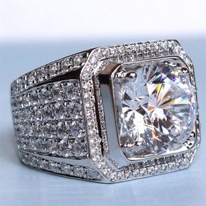 Solitaire Mannelijke Ring 4ct Diamant 925 sterling zilver Verlovingsring trouwring voor Mannen Luxe Jewelry2930