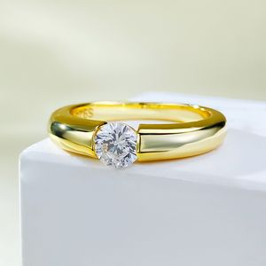 Anillo de diamante solitario Moissanite Plata de Ley 925 100% auténtica anillos de boda para fiesta para mujeres y hombres joyería de compromiso