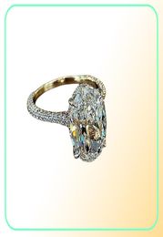 Solitaire Oval 4CT Lab Diamond CZ Ring 100 Original 925 Sterling Silver Engagement Bands de mariage Anneaux pour femmes bijoux de mariée 214801185