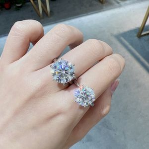 Solitaire réel 8ct Moissanite bague en diamant 100% réel 925 en argent sterling fiançailles alliance bagues pour femmes bijoux cadeau