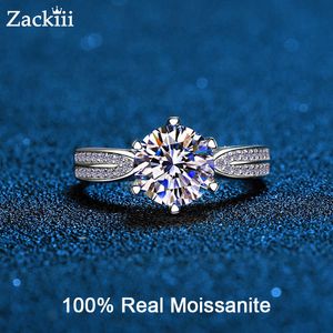 Solitaire ring 0,5-2ct Classic Moissanite Engagement D Color VVS gemaakt Lab Diamond S Sterling Silver S For Women Bridal Jewelry Y2302