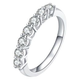 Solitaire Ring 0.7ctw 3mm DF Round Cut Engagement Wedding Lab Grown Diamond Band Sterling Zilver voor vrouwen