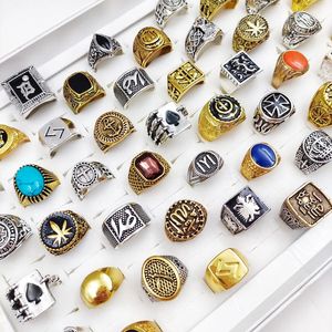 Solitaire ring 10 20 30 stuks veel vintage vierkante ringen voor mannen en vrouwen klassiek antiek zilverachtig gouden gemengde geometrie sieraden feestaccessoires 231201
