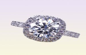 Solitaire Ring 100 Lab verlovingsring 13 Ronde briljante diamant vierkant Halo Ring Dream Wedding Band Band met doos 2211037029379
