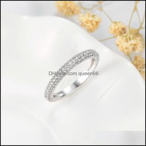 Solitaire ring 100 echte 925 sier ringen voor vrouwen eenvoudige dubbele stapelbare fijne sieraden bruids sets huwelijksbetrokkenheid accessoire 20100 dhktv