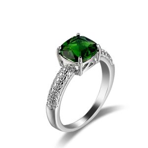 Solitaire ring 12 PCS Holiday Gift Square Emerald Gemstone 925 Sterling Sier Poled Weddiing Rings Europe CZ Zirkon Nieuwe drop levering Dhyho