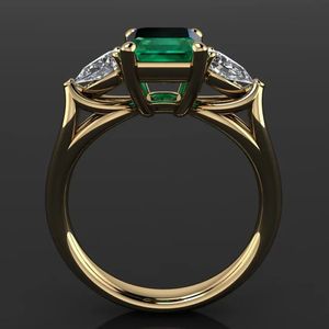 Solitaire Ring 14k Gouden Sieraden Groene Smaragd Ring voor Vrouwen Bague Diamant Bizuteria Anillos De Pure Emerald Edelsteen 14k Gouden Ring voor Vrouwen 231031