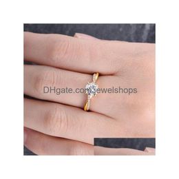 Bague solitaire torsadée en or 14 carats avec diamant délicat torsadé infini moissanite demi-éternité pour femmes de mariée taille 5-11 livraison directe juif Dhkcf