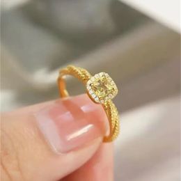 Solitaire ring 18k gouden ringen voor vrouwen au750 sieraden fijne vingerring vierkant zirkon 230511
