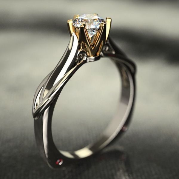 Bague solitaire en or 18 carats pour femme avec 1 diamant naturel et bijoux en diamant Anillos De Bizuteria Anillos Mujer Gemstone Rings Box 230425