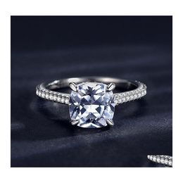 Solitaire Ring 2021 beautif Vecalon Fine Promise 925 Sterling Sier Cushion Cut 7mm Diamonds Bands de mariage Anneaux pour femmes bijoux 614 otozp