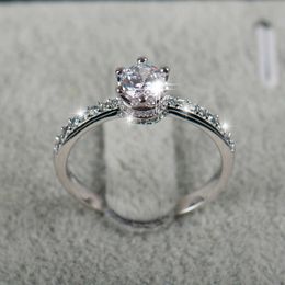 Anillo solitario 2021, nuevo diseño, joyería de moda, anillo de compromiso de lujo para mujer, Plata de Ley 925, anillos de corona de boda de circón 5A Y2302