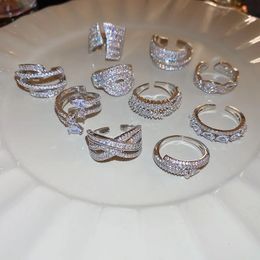 Solitaire ring 2023 Koreaanse prachtige geometrische eenvoudige open elegante mode zoete romantische vrouwen sieraden 231216