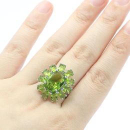 Bague Solitaire 26x22mm, superbe péridot vert 6g, bague de fiançailles en argent pour femmes, usage quotidien, goutte 230428