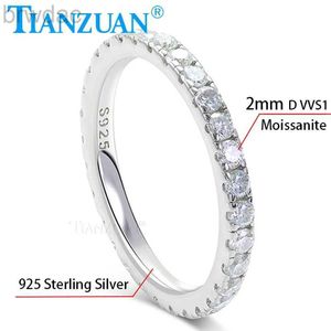 Solitaire ring 2mm d kleur volledige moissaniet ringen trouwband 925 sterling zilveren eeuwigheid band verlovingsringen voor dames sieraden geschenken d240419