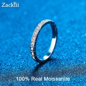 Solitaire ring 2 mm halve enthousiastheid moissaniet trouwringen kleine ronde diamant stkable verlovingsringen voor vrouwen sterling zilveren sieraden set y2302