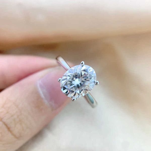 Anillo solitario anillos de moissanite ovalos para mujeres s925 plata esterlina certificado de joyería fina chapada chapada en joyería envío Z0313