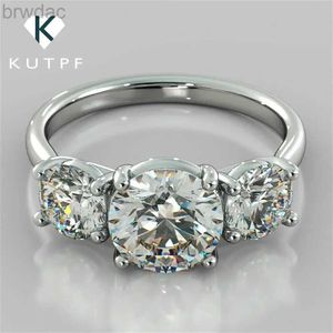 Anneau Solitaire 4CT Bagues de fiançailles Moisanite pour femmes Ring à 3 pierres Diamond Promise avec certificat 925 Band de mariage en or 18 carats en argent D240419