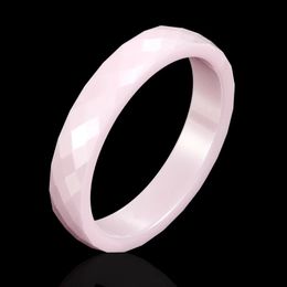 Anillo solitario de 4 mm, rosa claro, negro, blanco, hermoso anillo de cerámica cortado a mano para mujer, joyería de calidad superior sin rasguños, anillo de mujer 231010