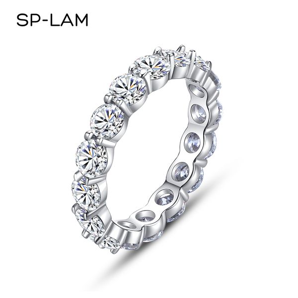 Bague solitaire 4 mm ronde D Alliance s pour femme en argent sterling 925 empilable élégant anniversaire de fiançailles assorti 221119