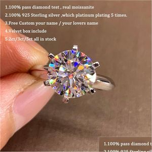 Solitaire Ring 5 Karaat Echte Verloving Dames 18K Wit Vergulde Lab Diamant Sterling Sier Ringen Sieraden 230419 Drop Delivery Ot8Mr