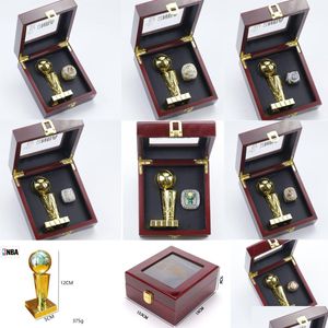 Solitaire Ring 55Pcs 1967 tot 2023 Basketbal Team Kampioen Kampioenschap Trofee Met Houten Display Box Set Samen Sport Souvenir Dhb0N